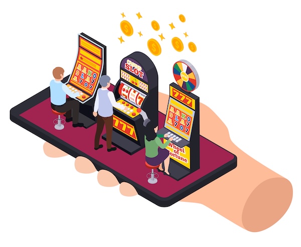 Изометрическая иллюстрация игры со смартфона
